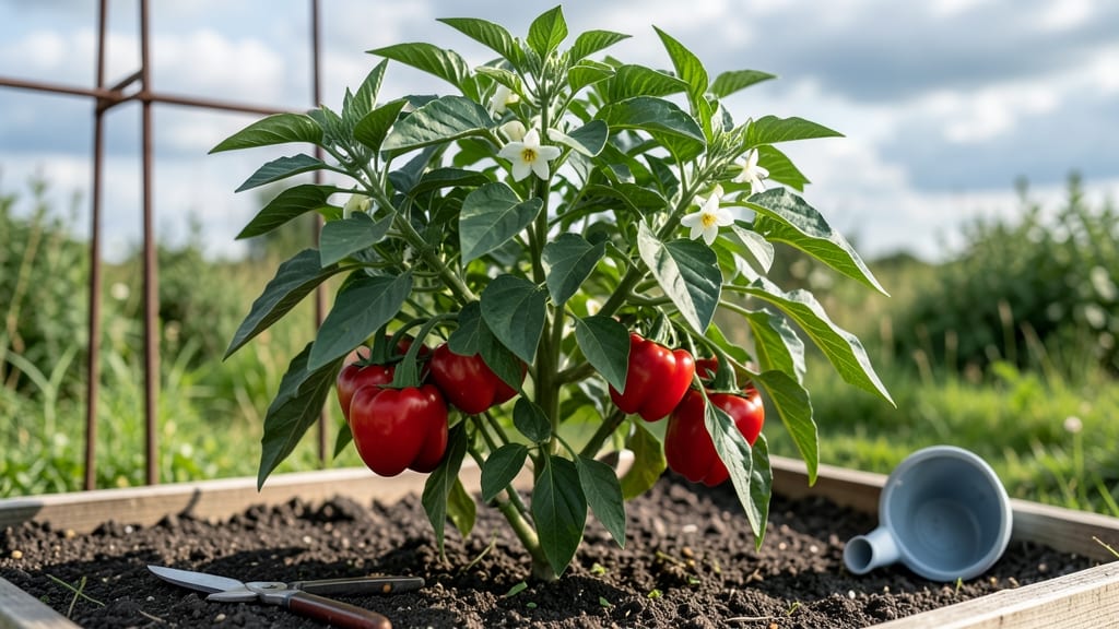 Red Pepper Plants: Pole-Trained Growth Hacks for Compact Gardens