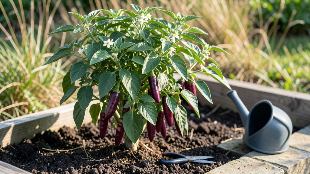Purple Serrano Peppers: Pole-Trained Heat in Compact Gardens