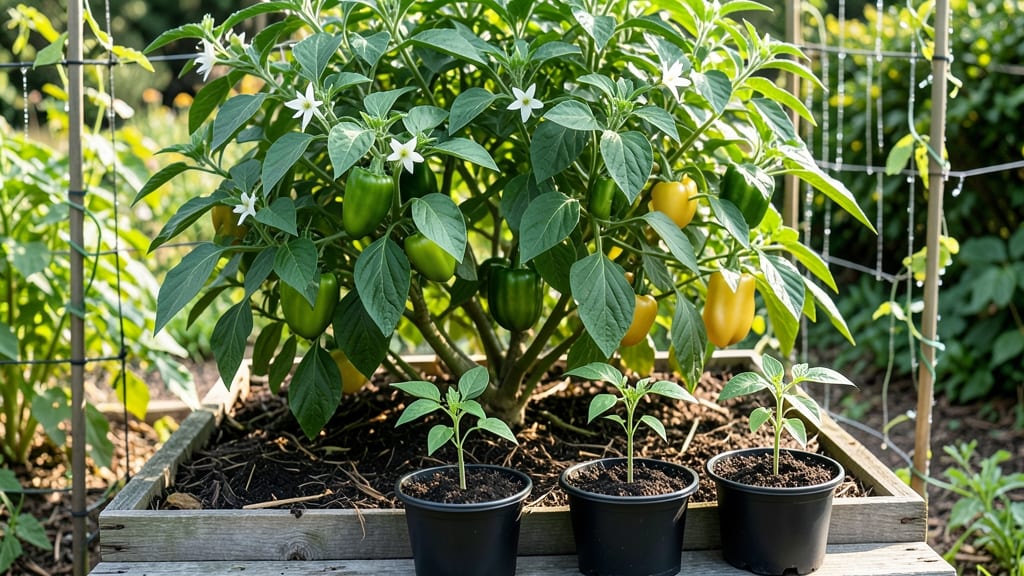 Planting Bell Peppers in Pots: Pole-Trained Growth in Compact Spaces