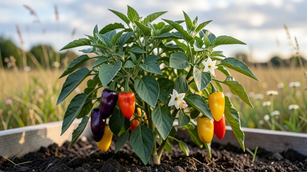 Rainbow Pepper Plants: Pole-Trained Abundance in Small Spaces